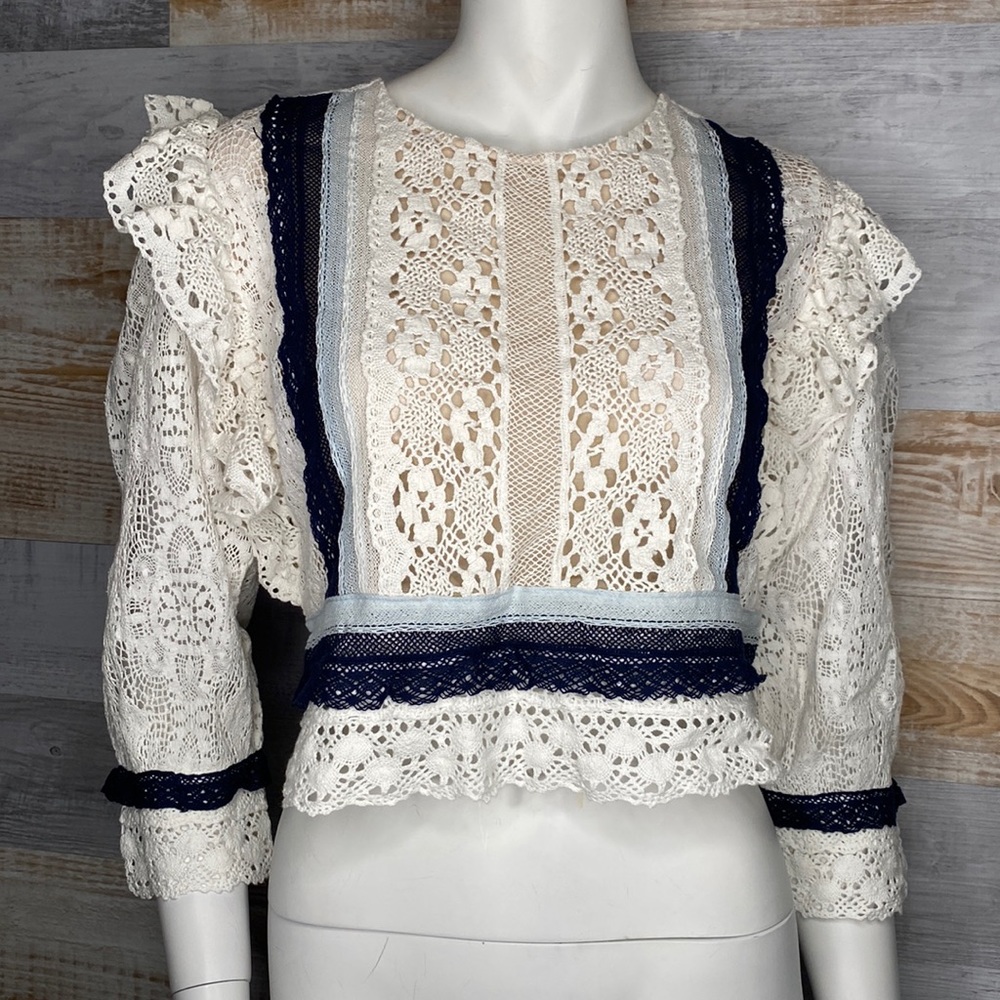 Anthropologie Love Sam Scarlet Lace Crop Top S